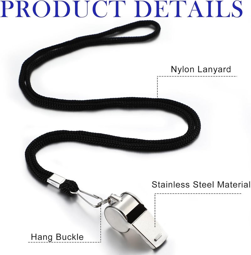 Kingdder 100 Pcs Metal Referee Whistle Bulk for Coach Whistles for Adults with Lanyard Stainless Steel Sports Whistle Emergency Loud Sound Whistle for Teachers Polices School Sports - Image 3